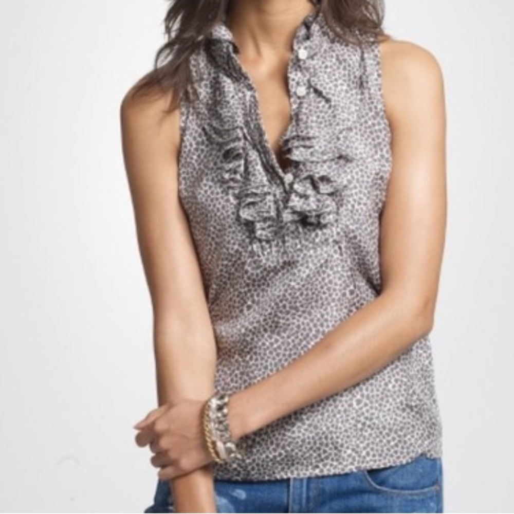 J Crew Frances Heart Cami Ruffle sleeveless silk top. NWT Size 2, style# 24735